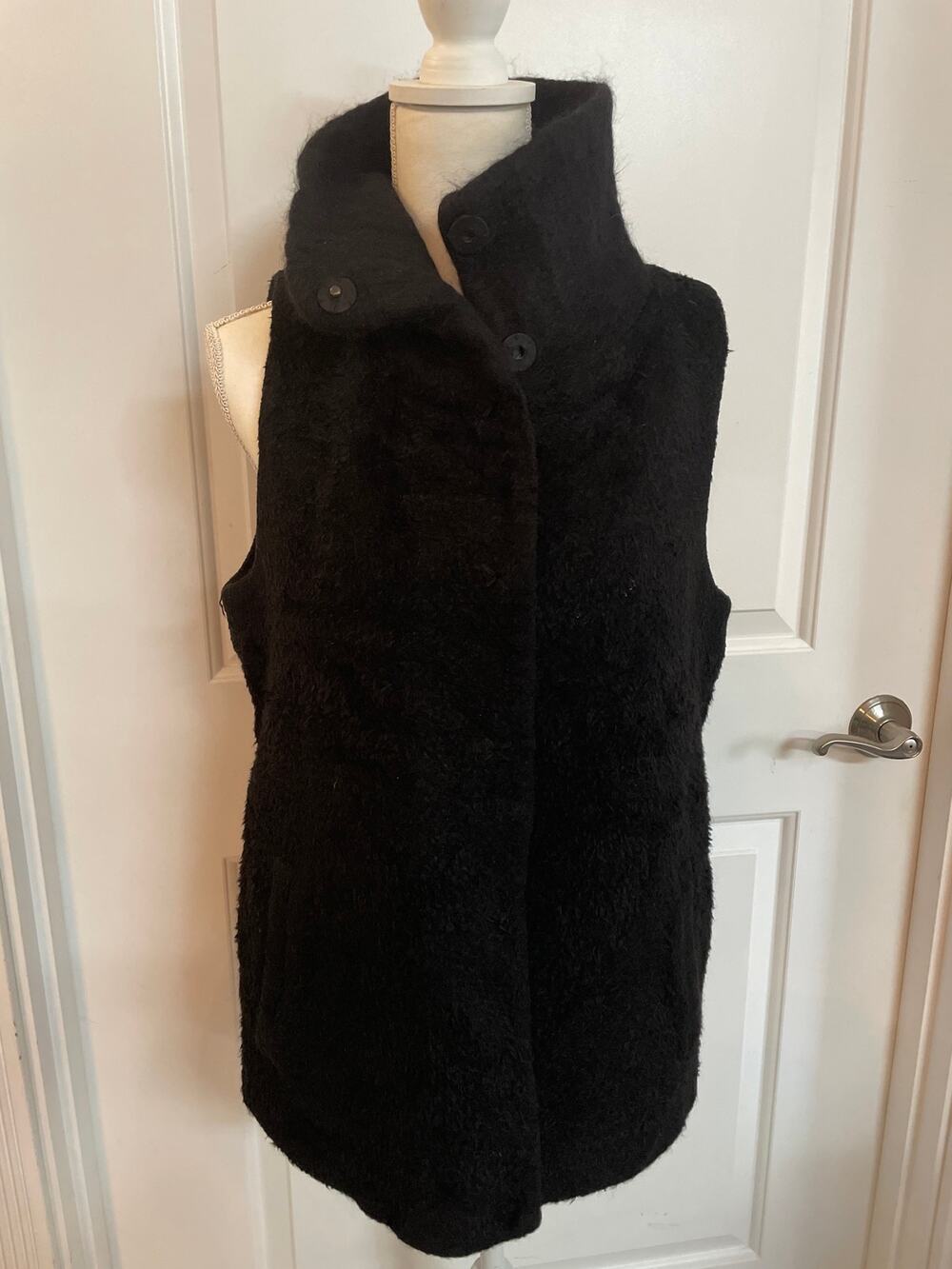 Eileen Fisher Suri High Collar Alpaca and Wool Blend Fleece Vest Medium